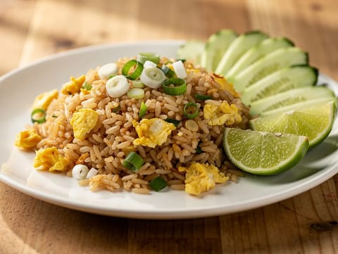 Khao Pad (arroz frito tailandês com ovo) Khao Pad (arroz frito tailandês com ovo)