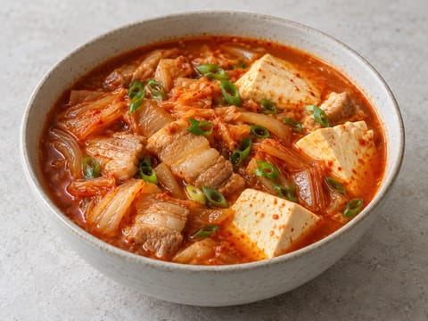 Kimchi Jjigae (tocană coreeană cu kimchi și burtă de porc, cu tofu) Kimchi Jjigae (tocană coreeană cu kimchi și burtă de porc, cu tofu)