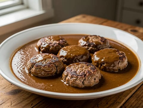 Kjøttkaker (boulettes de bœuf norvégiennes à la sauce brune)