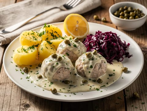 Königsberger Klopse (köttbullar i kaprissås) Königsberger Klopse (köttbullar i kaprissås)