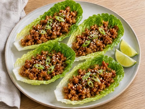 Vasitos de lechuga con pollo coreano