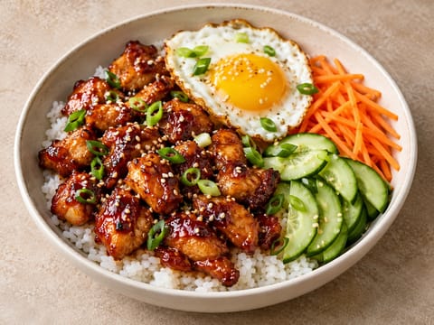 Bol de riz au poulet coréen Bol de riz au poulet coréen