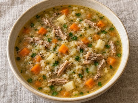 Krupnik (soupe polonaise à l’orge perlé et aux côtes de porc) Krupnik (soupe polonaise à l’orge perlé et aux côtes de porc)