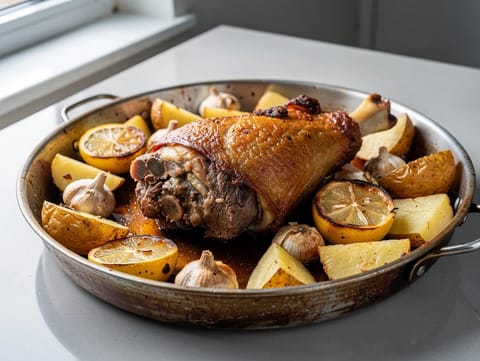 Arni Kleftiko (agnello arrosto lentamente con patate e limone)
