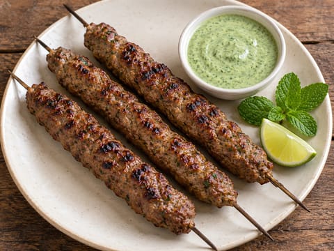 Kebaburi seekh de miel cu chutney de mentă Kebaburi seekh de miel cu chutney de mentă
