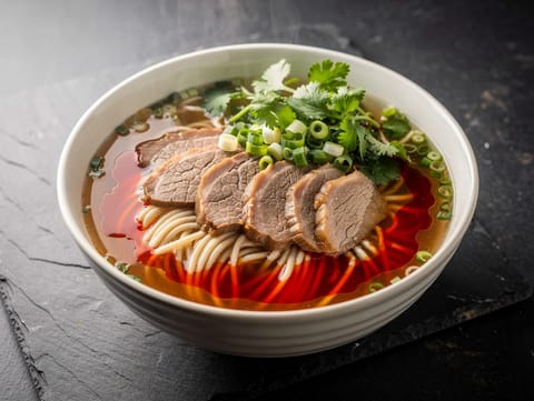 Lanzhou Beef Noodles (zuppa di noodles tirati a mano) Lanzhou Beef Noodles (zuppa di noodles tirati a mano)