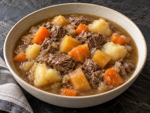Lapskaus (norwegischer Rindereintopf mit Kartoffeln und Steckrübe) Lapskaus (norwegischer Rindereintopf mit Kartoffeln und Steckrübe)