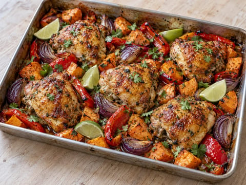 Latinamerikansk kyllingform med søtpotet, paprika og lime Latinamerikansk kyllingform med søtpotet, paprika og lime