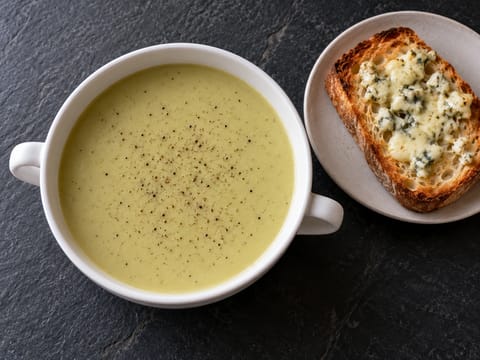Leek and Potato Soup with Stilton Toast Leek and Potato Soup with Stilton Toast