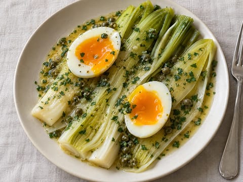 Vinaigrette di porri con uovo alla coque Vinaigrette di porri con uovo alla coque