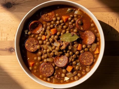 Lentejas Estofadas con Chorizo (İspanyol mercimek ve chorizo güveci)
