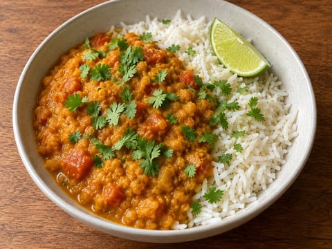 Nowoczesna miska z curry z soczewicy Nowoczesna miska z curry z soczewicy