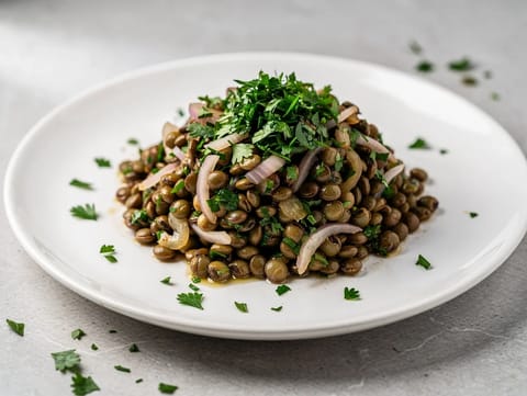 Lencsesaláta dijoni vinaigrette-tel