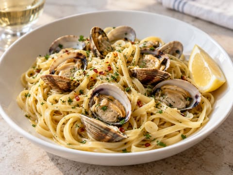 Linguine alle Vongole (linguine met venusschelpen) Linguine alle Vongole (linguine met venusschelpen)