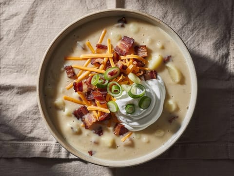 Sopa de patata asada cargada
