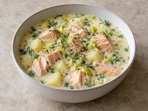 Soupe finlandaise au saumon (lohikeitto)