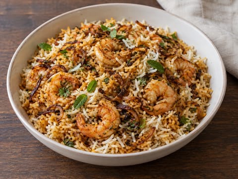 Malabári garnélás biryani
