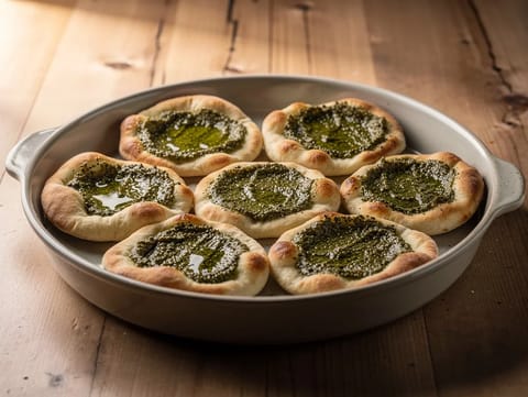 Manakish Zaatar (bliskowschodni chlebek płaski)