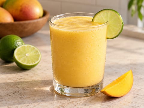 Mango-, lime- og kokossmoothie Mango-, lime- og kokossmoothie