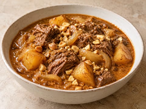 Massaman-curry med storfekjøtt, poteter og peanøtter Massaman-curry med storfekjøtt, poteter og peanøtter