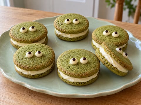 Matcha Monster Sandwich Biscuits