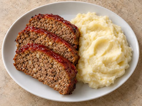 Rolo de carne com puré de batata Rolo de carne com puré de batata