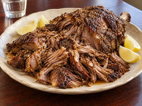 Pieczona jagnięcina w stylu mechoui z kminem i czosnkiem