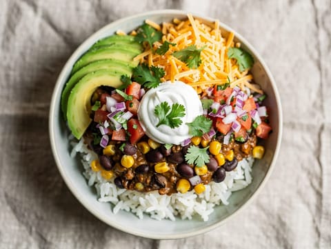 Mexikói burrito tál (lime-os rizs fekete babbal és salsával) Mexikói burrito tál (lime-os rizs fekete babbal és salsával)