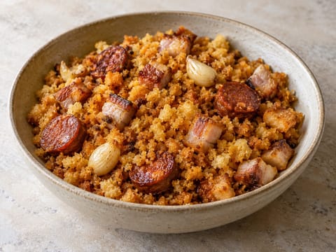 Migas Manchegas (La Manchan paistetut leivänmurut) Migas Manchegas (La Manchan paistetut leivänmurut)