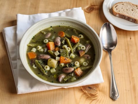 Minestrone alla Genovese (Grøntsags- og bønnesuppe med pesto)