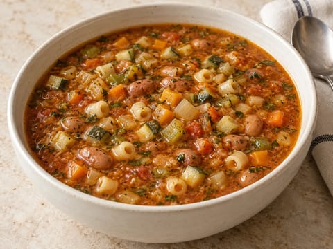 Minestrone (Supă italiană cu legume, fasole şi paste) Minestrone (Supă italiană cu legume, fasole şi paste)