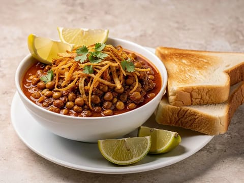 Misal Pav (pikantní kari z naklíčených fazolí)