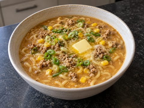 Hokkaido Miso Ramen (Nudelsuppe mit kräftiger Miso-Brühe) Hokkaido Miso Ramen (Nudelsuppe mit kräftiger Miso-Brühe)