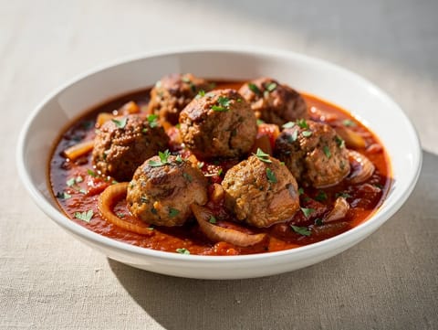Albóndigas (Daha Hafif Hindi Köftesi) Füme Domates Sosunda