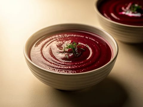 Barszcz moderno cremoso (zuppa polacca di barbabietola)