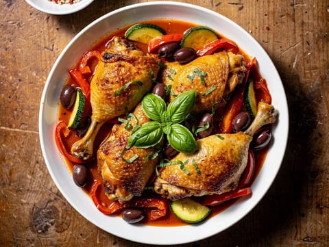 Chicken Provençal (gryte med tomat, oliven og hvitvin) Chicken Provençal (gryte med tomat, oliven og hvitvin)