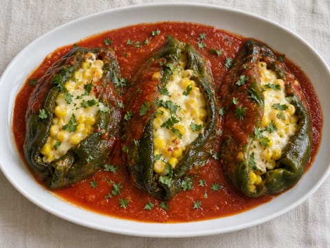 Lighter Chiles Rellenos (Fırında Doldurulmuş Poblano Biberleri)