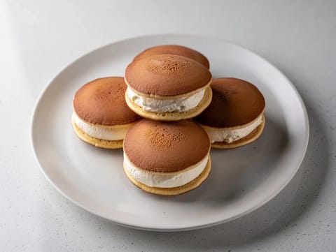 Dorayaki med gräddfyllning (japanska honungspannkakor)