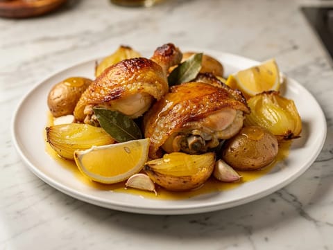 Frango Assado Traybake (ψητό κοτόπουλο με λεμόνι και σκόρδο)