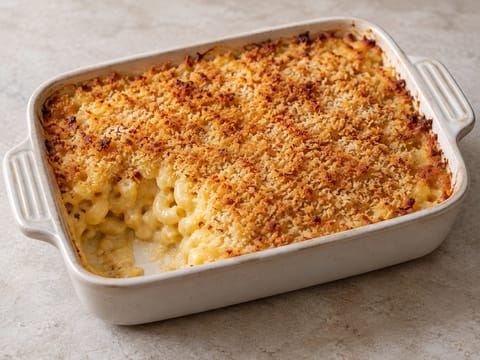 Modern mac and cheese con cheddar, Gruyère e panko