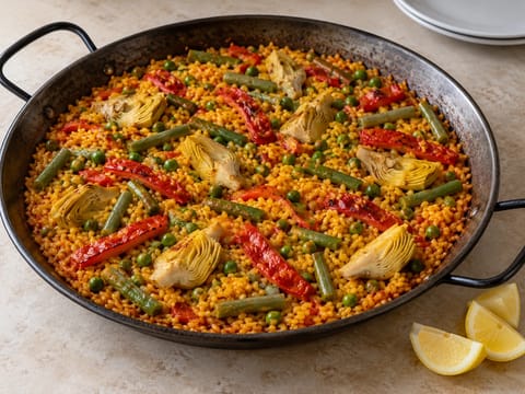 Moderne grønnsakspaella (safranris med artisjokker og paprika) Moderne grønnsakspaella (safranris med artisjokker og paprika)