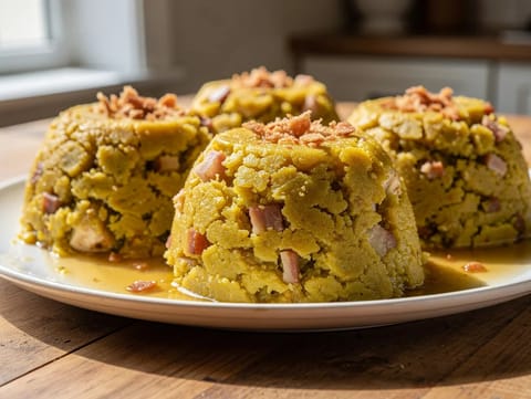Mofongo (purè di platano fritto con aglio e ciccioli di maiale) Mofongo (purè di platano fritto con aglio e ciccioli di maiale)
