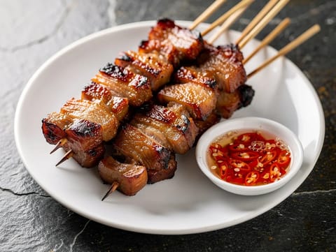 Moo Ping (thailändska grillspett med fläsk)