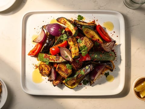 Marokkanske harissa-ovnsbakte grønnsaker Marokkanske harissa-ovnsbakte grønnsaker