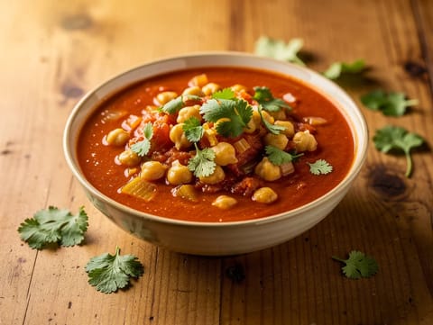 Marokkansk tomatsuppe med kikerter og krydder