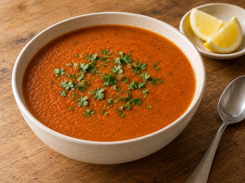 Marokkansk tomatsuppe med kikerter og krydder Marokkansk tomatsuppe med kikerter og krydder