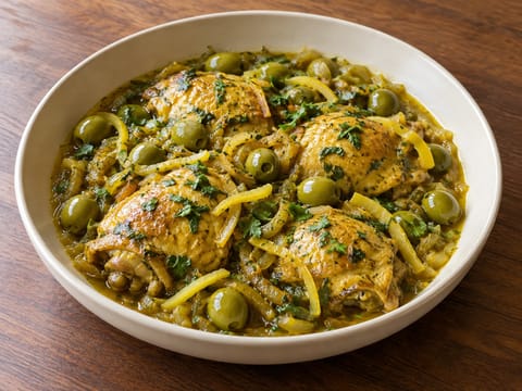 Marocký svatební kuřecí tajine s nakládanými citrony a olivami Marocký svatební kuřecí tajine s nakládanými citrony a olivami