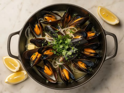 Moules Marinières (Blåskjell i hvitvin)
