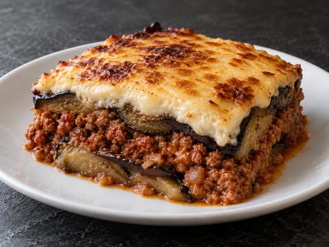 Moussaka (cazuela de berenjena y cordero picado en capas) Moussaka (cazuela de berenjena y cordero picado en capas)