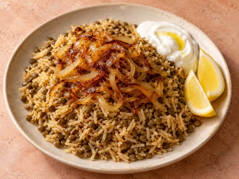 Mujaddara (lentilhas e arroz com cebolas caramelizadas) Mujaddara (lentilhas e arroz com cebolas caramelizadas)